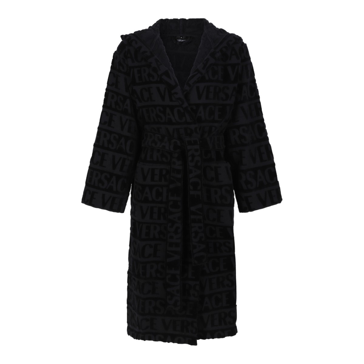 Versace Black La Greca Bathrobe.