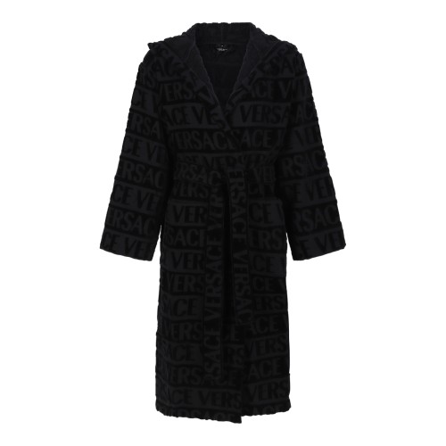 Versace Black La Greca Bathrobe.
