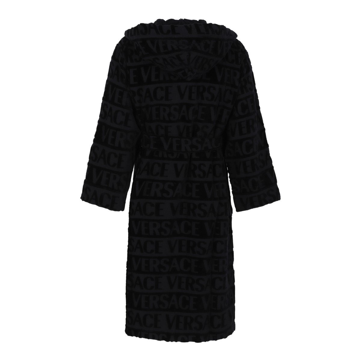 Versace Black La Greca Bathrobe.