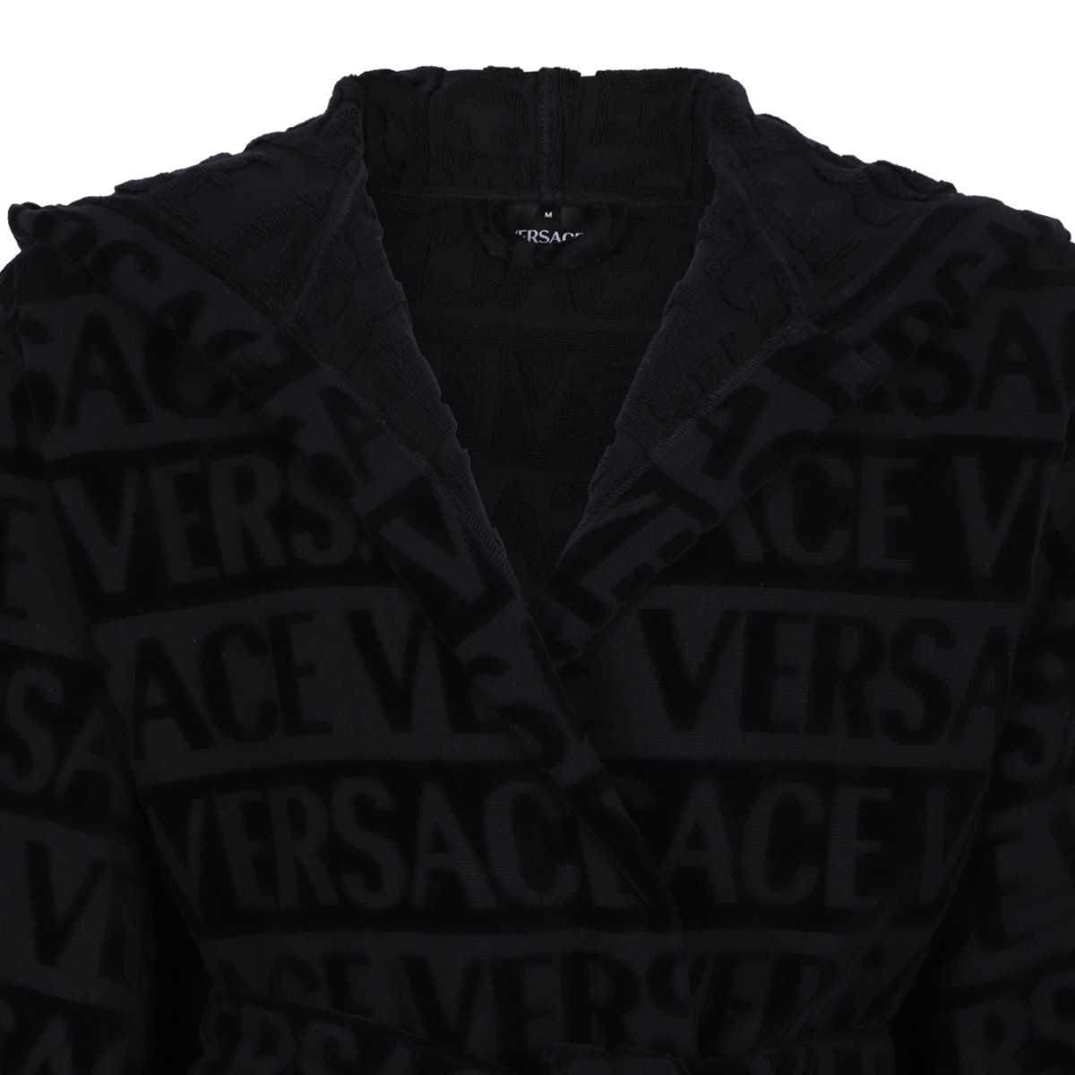 Versace Black La Greca Bathrobe.