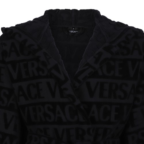 Versace Black La Greca Bathrobe.