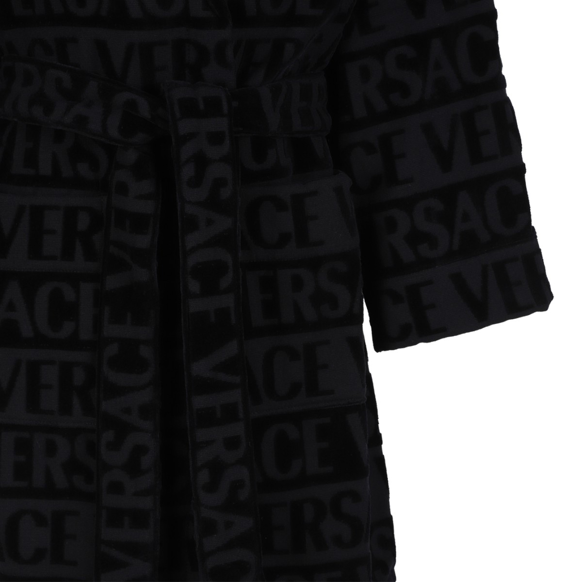 Versace Black La Greca Bathrobe.