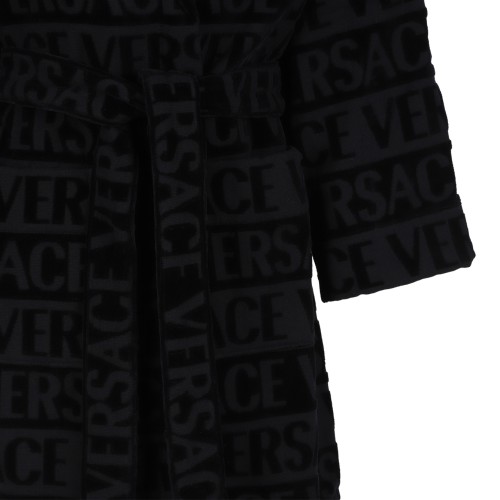 Versace Black La Greca Bathrobe.