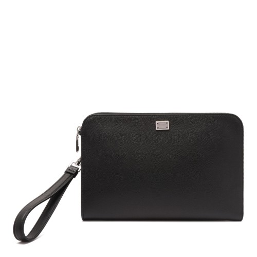 Dolce & Gabbana Black Alpine Calfskin Sicily Clutch Bag.