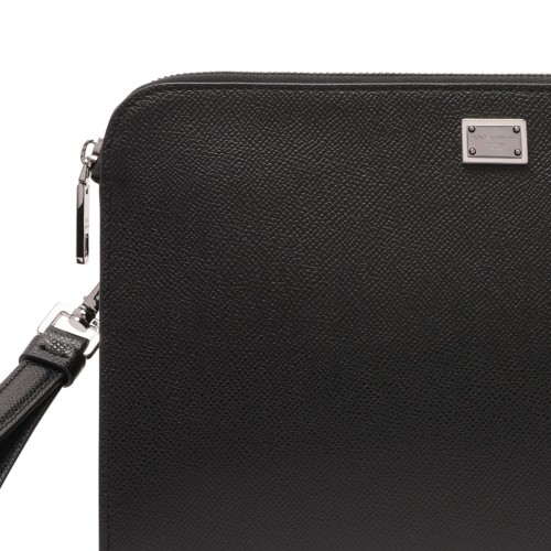 Dolce & Gabbana Black Alpine Calfskin Sicily Clutch Bag.