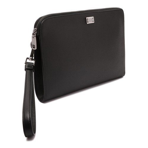 Dolce & Gabbana Black Alpine Calfskin Sicily Clutch Bag.