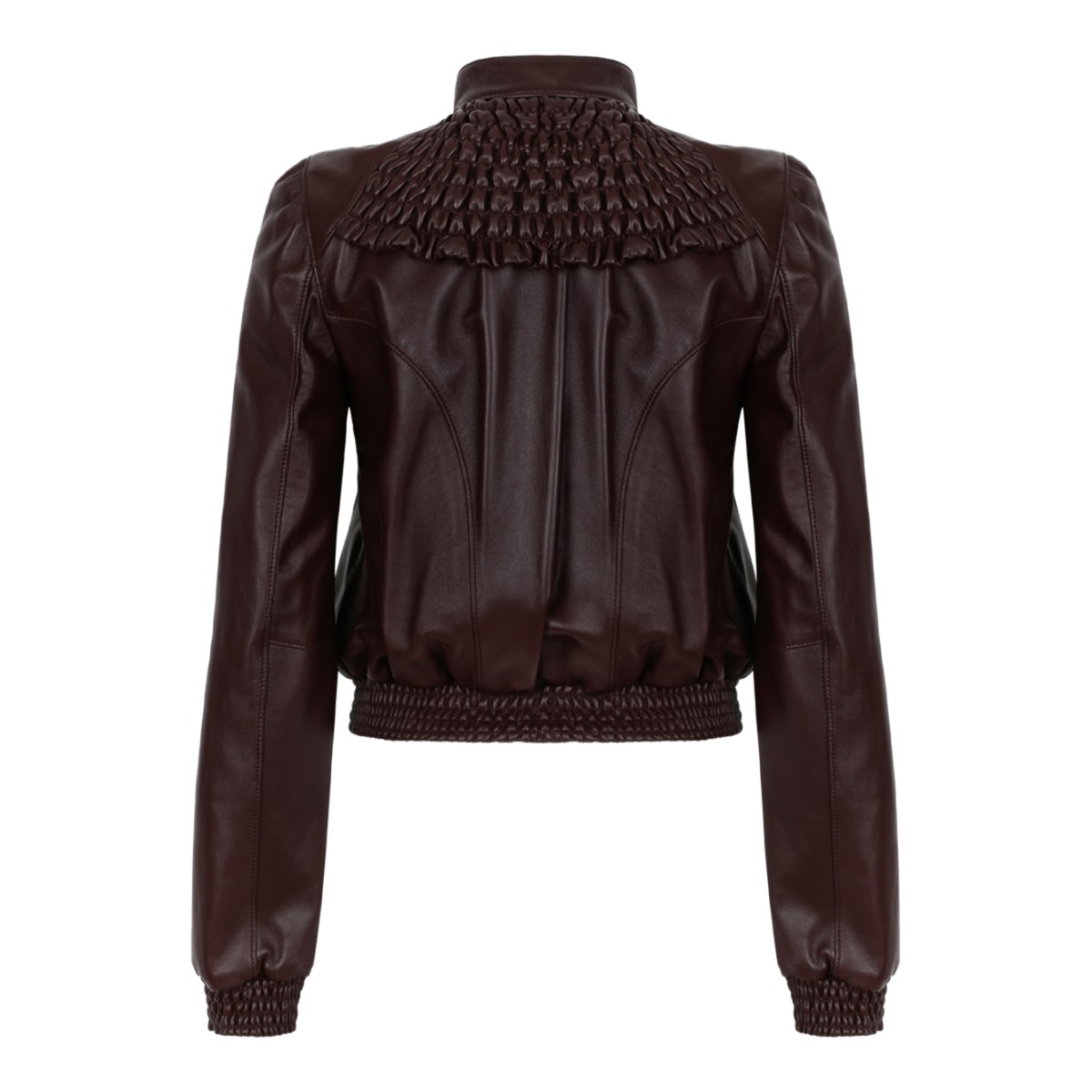 Alexander McQueen Dark Brown Leather Bomber Jacket.
