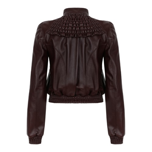 Alexander McQueen Dark Brown Leather Bomber Jacket.