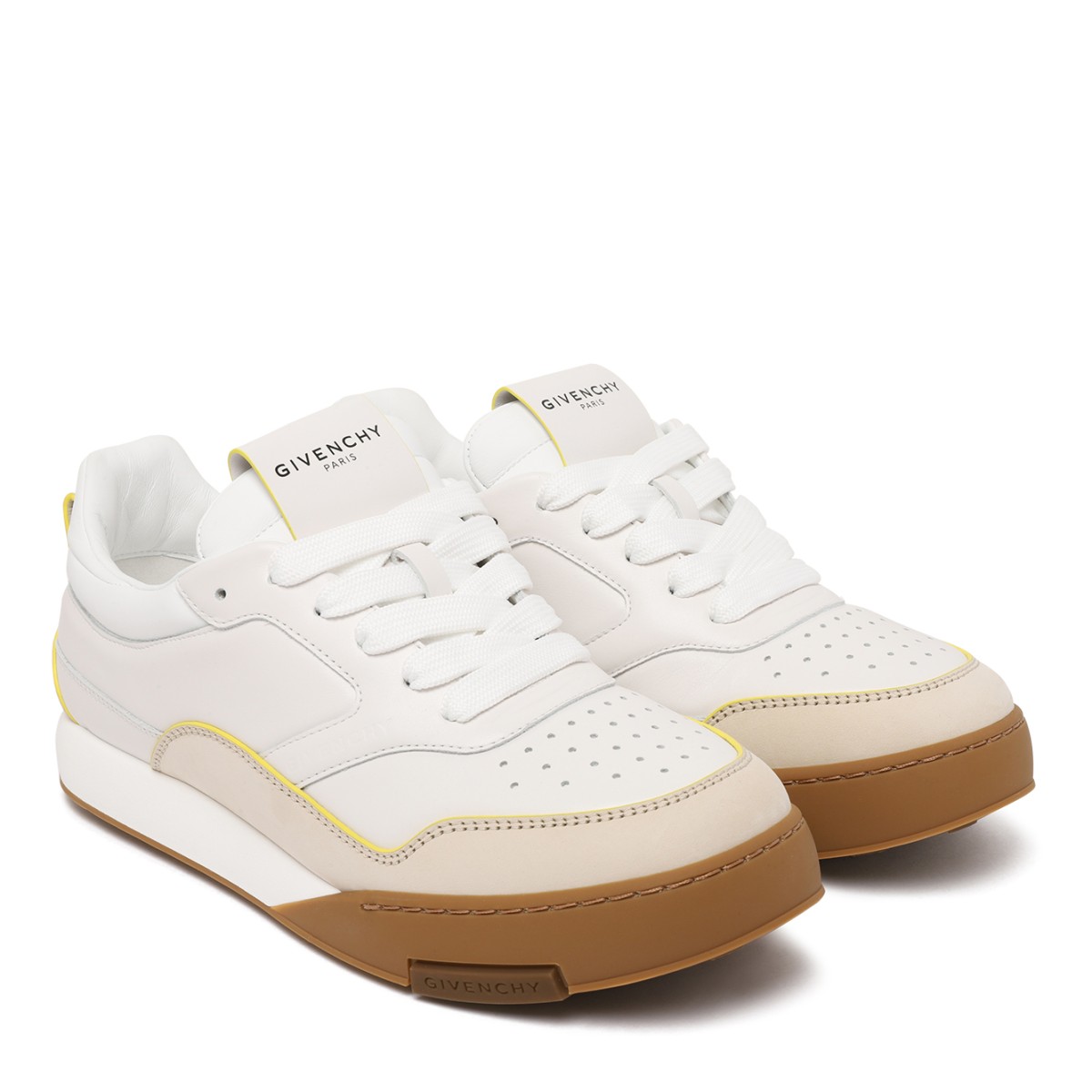 Givenchy White Leather Low-Top Sneakers.