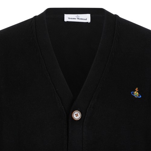 Vivienne Westwood Black Wool Orb Cardigan.