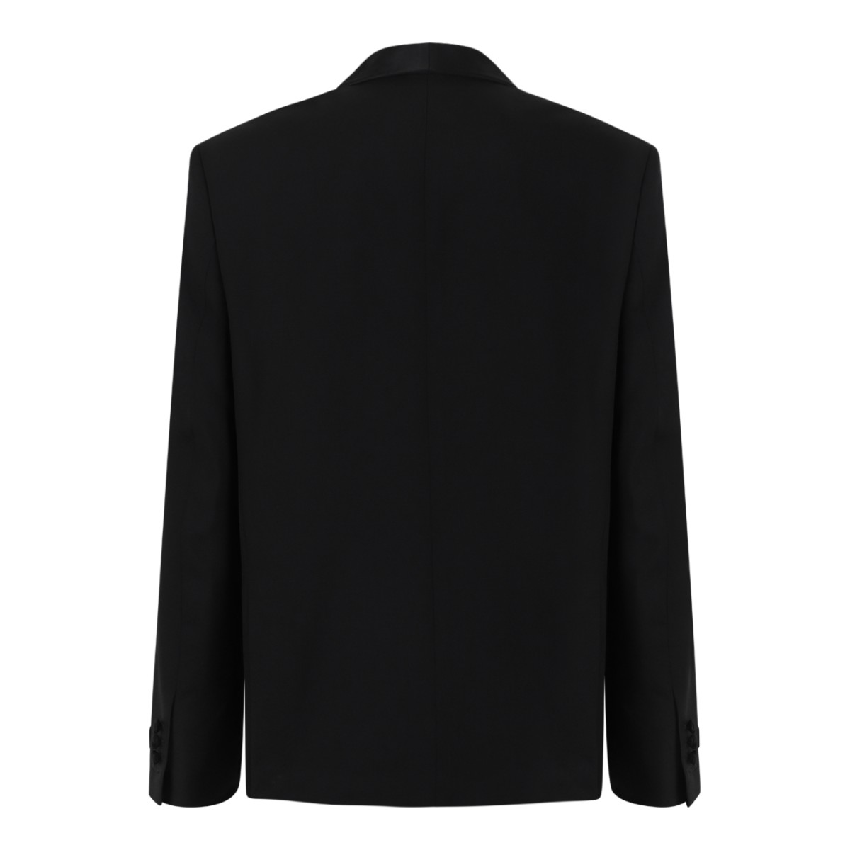 Balmain Black Satin-Lapel Blazer.