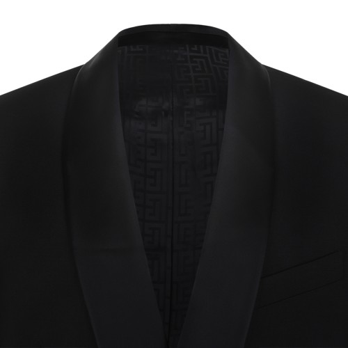 Balmain Black Satin-Lapel Blazer.
