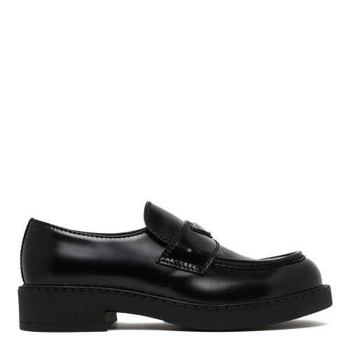 Prada Black Leather Loafers.