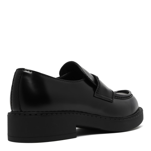 Prada Black Leather Loafers.