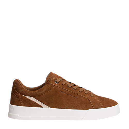 Tommy Hilfiger Brown Suede Low-Top Sneakers.