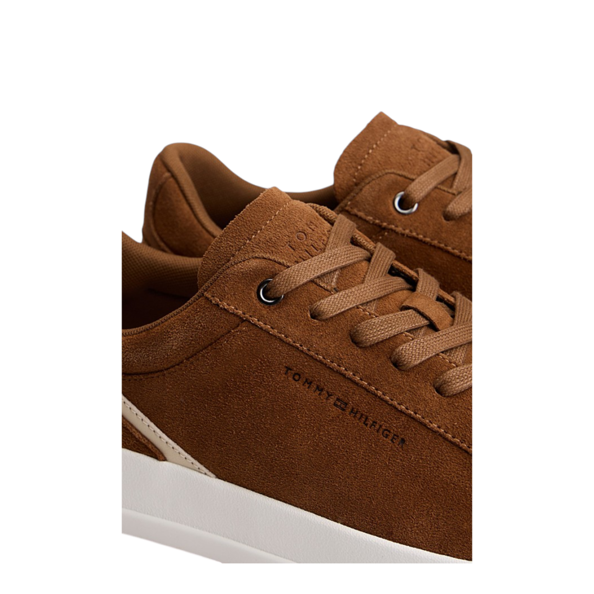 Tommy Hilfiger Brown Suede Low-Top Sneakers.