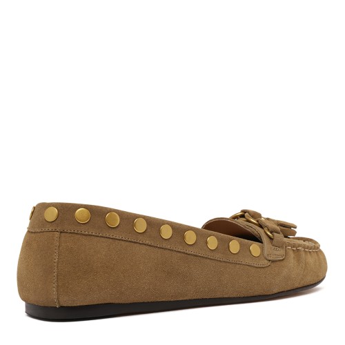 Isabel Marant Tan Suede Studded Moccasins.