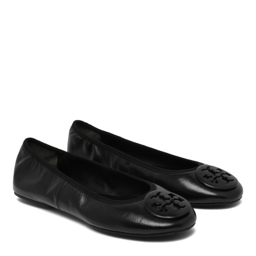Tory Burch Black Leather Ballet Flats.