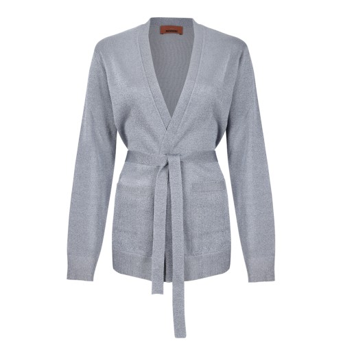 Missoni Light Grey Belted Wool Cardigan.