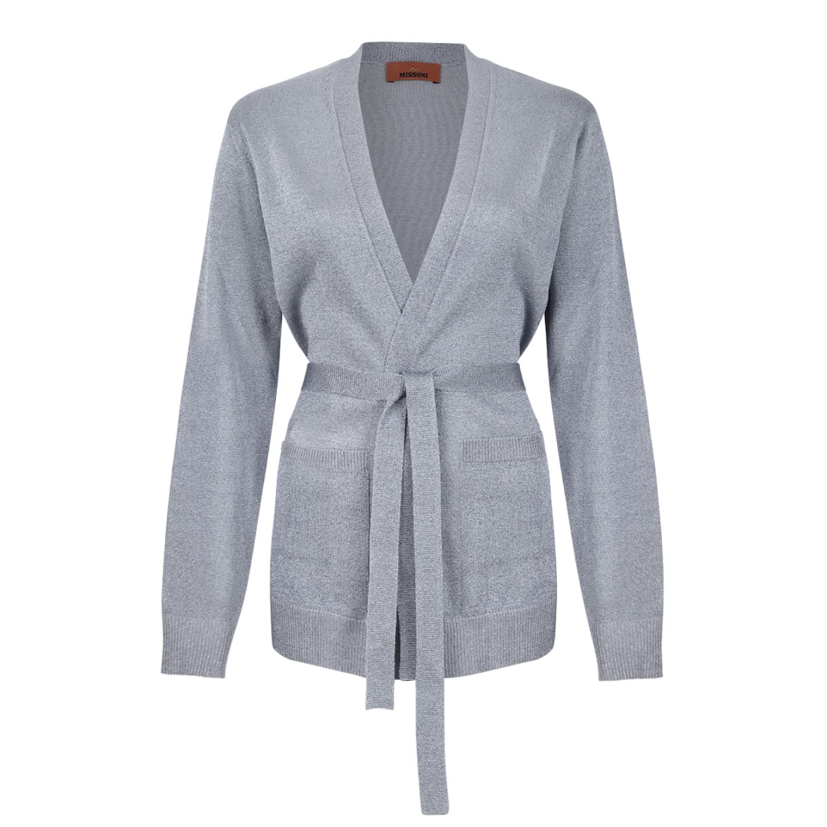 Missoni Light Grey Belted Wool Cardigan.