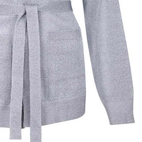 Missoni Light Grey Belted Wool Cardigan.