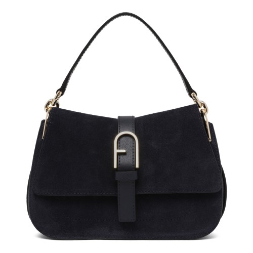 Furla Black Suede Shoulder Bag.