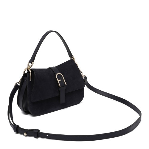 Furla Black Suede Shoulder Bag.