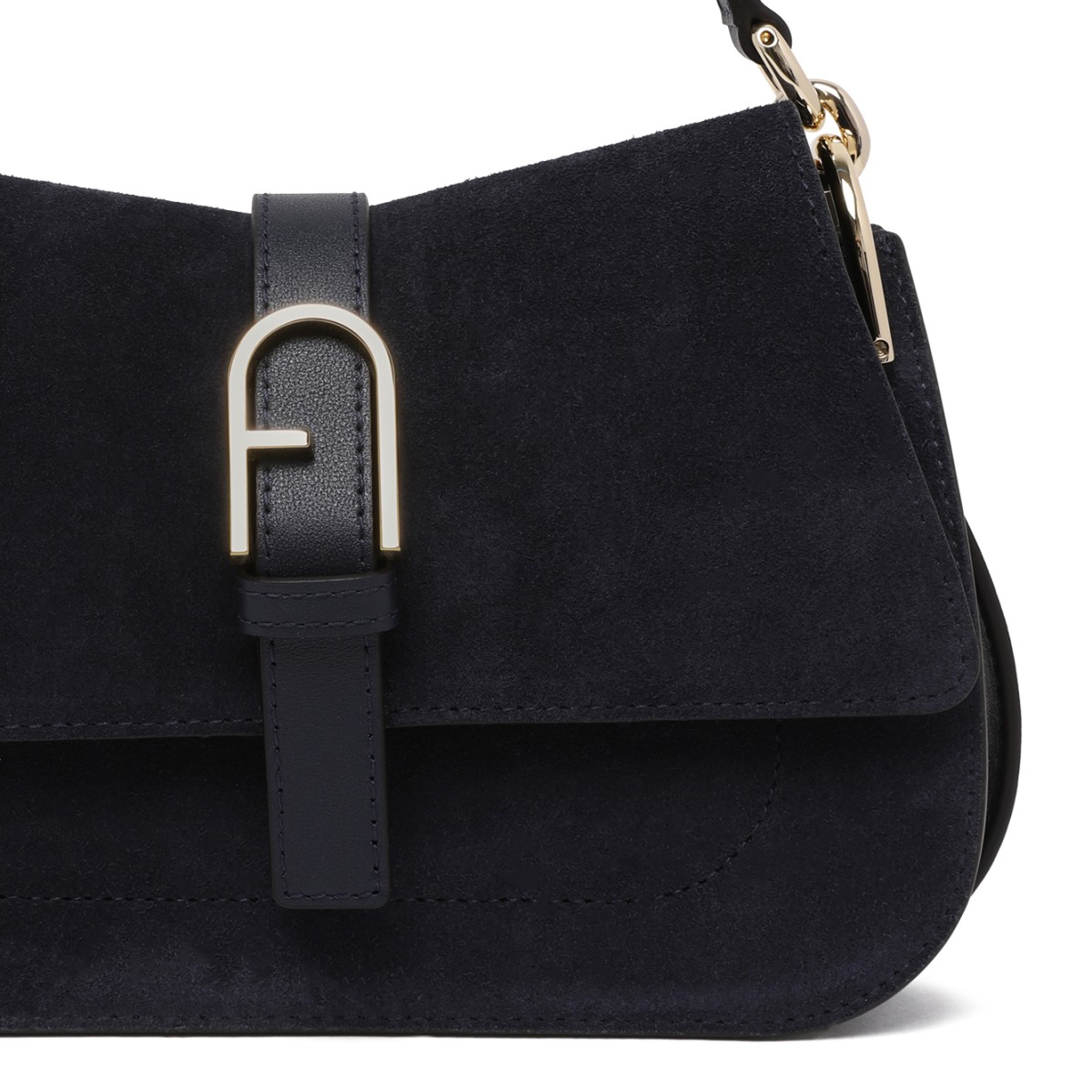 Furla Black Suede Shoulder Bag.