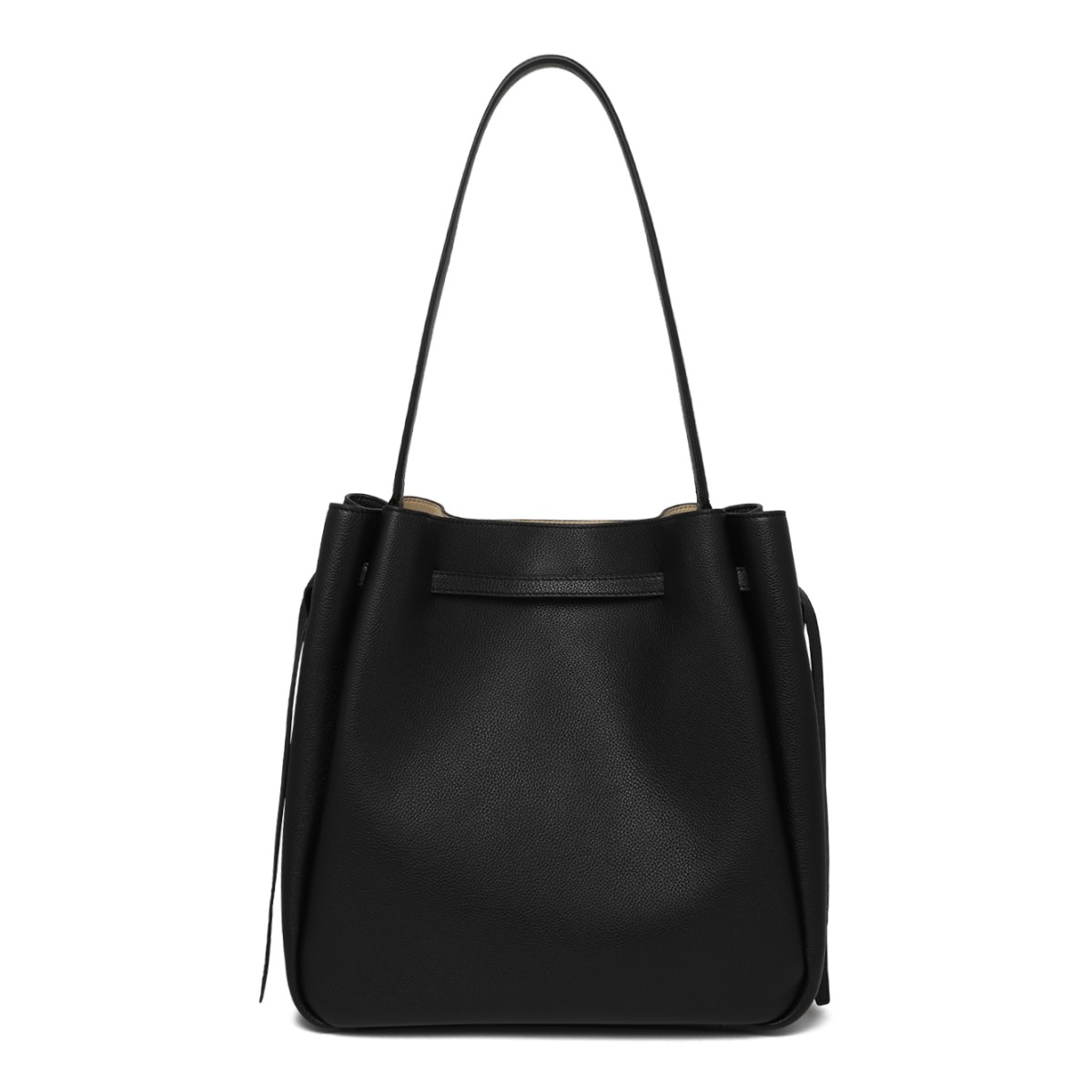 Tory Burch Black Leather Bucket Bag.