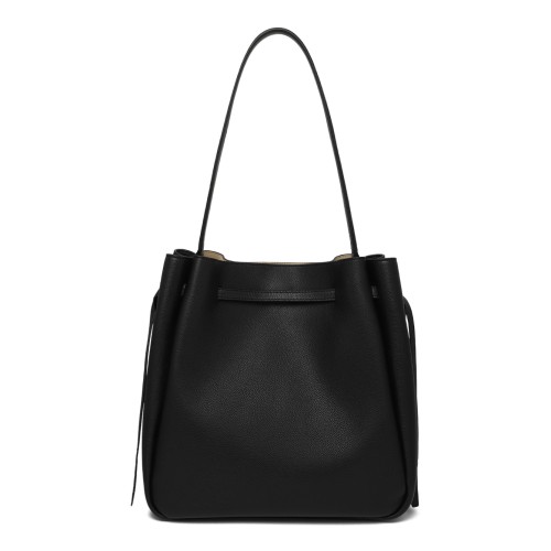 Tory Burch Black Leather Bucket Bag.
