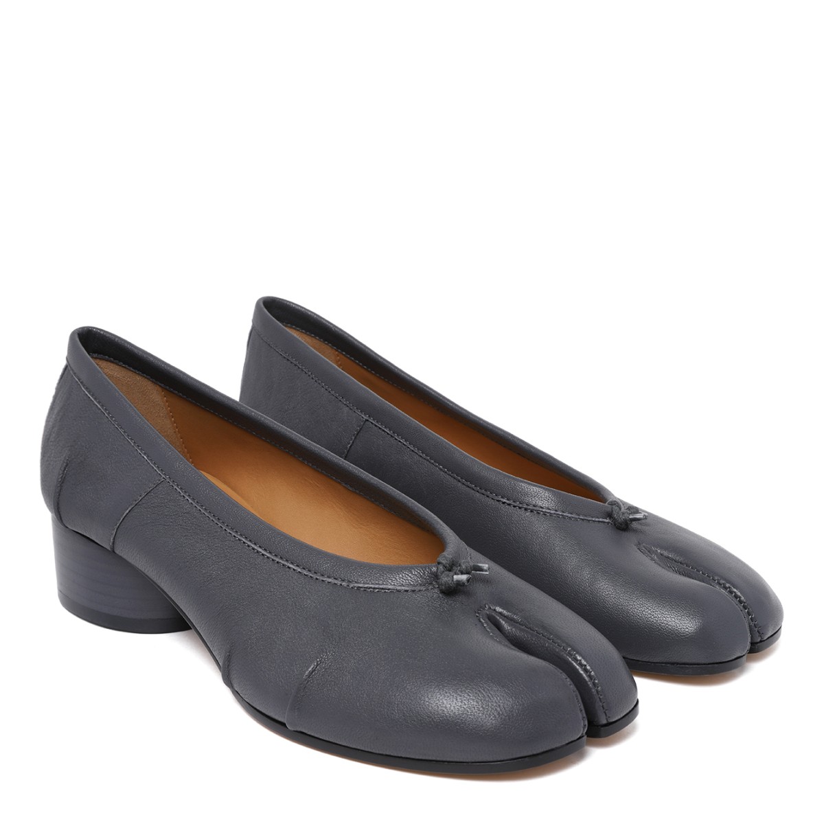 Maison Margiela Black Leather Ballet Pumps.