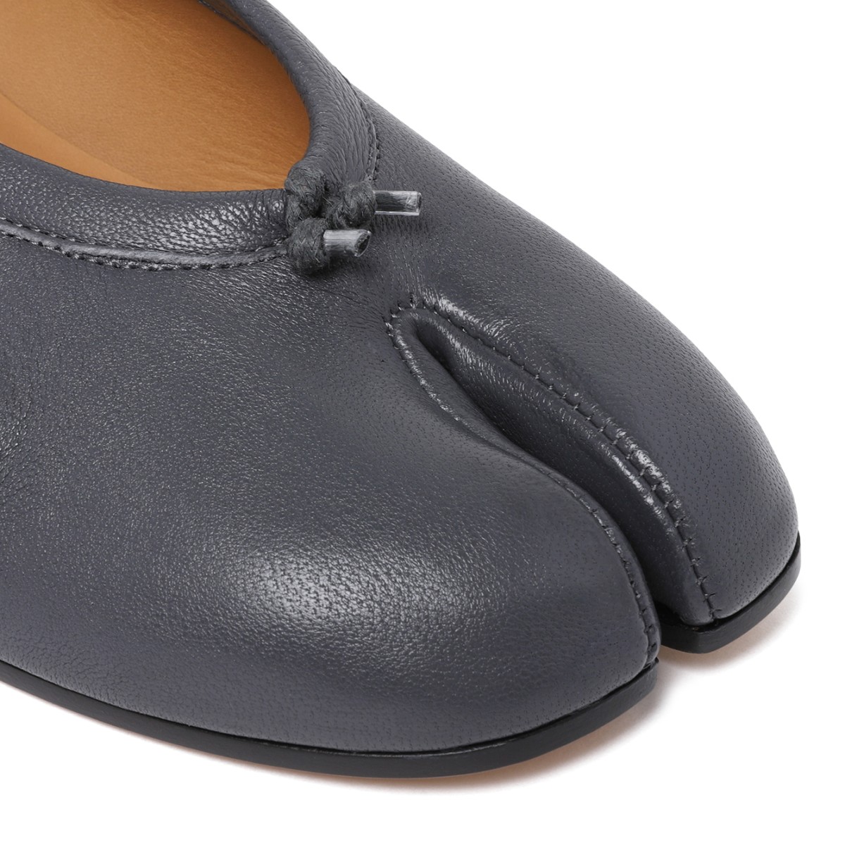 Maison Margiela Black Leather Ballet Pumps.