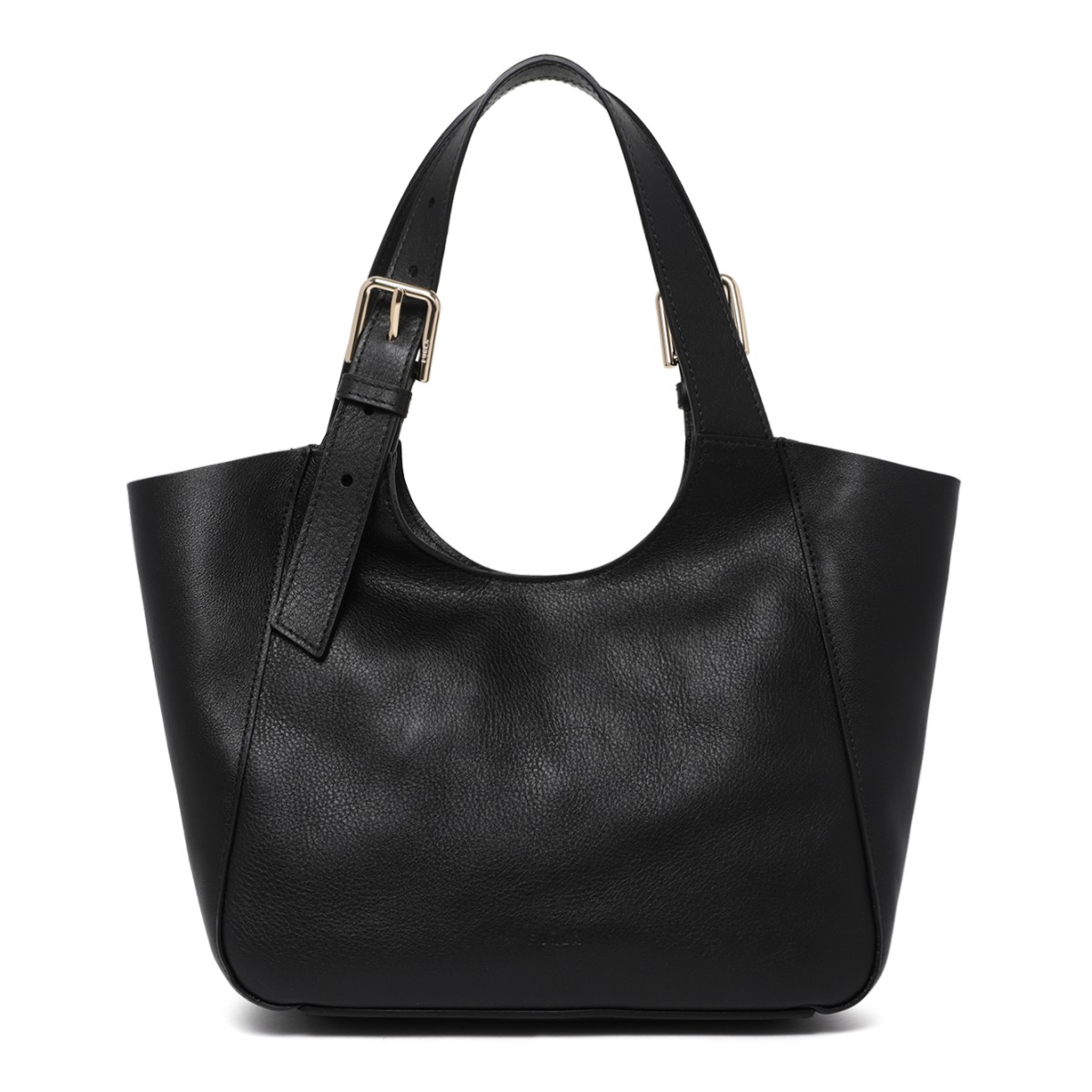 Furla Black Leather Tote Bag.
