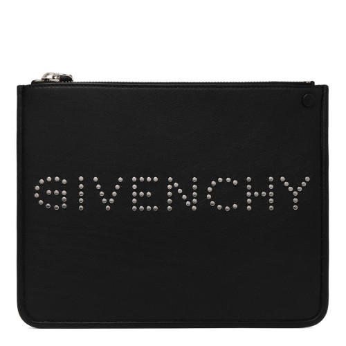 Givenchy Black Leather Logo Pouch.