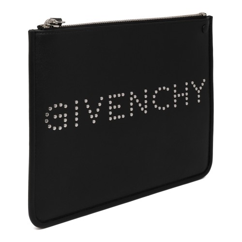 Givenchy Black Leather Logo Pouch.