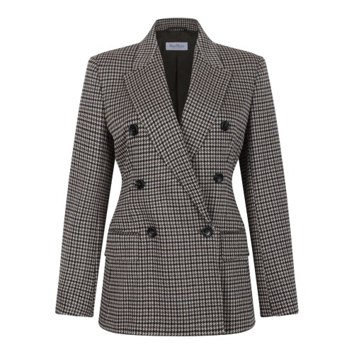 Max Mara Brown Check Double-Breasted Blazer.