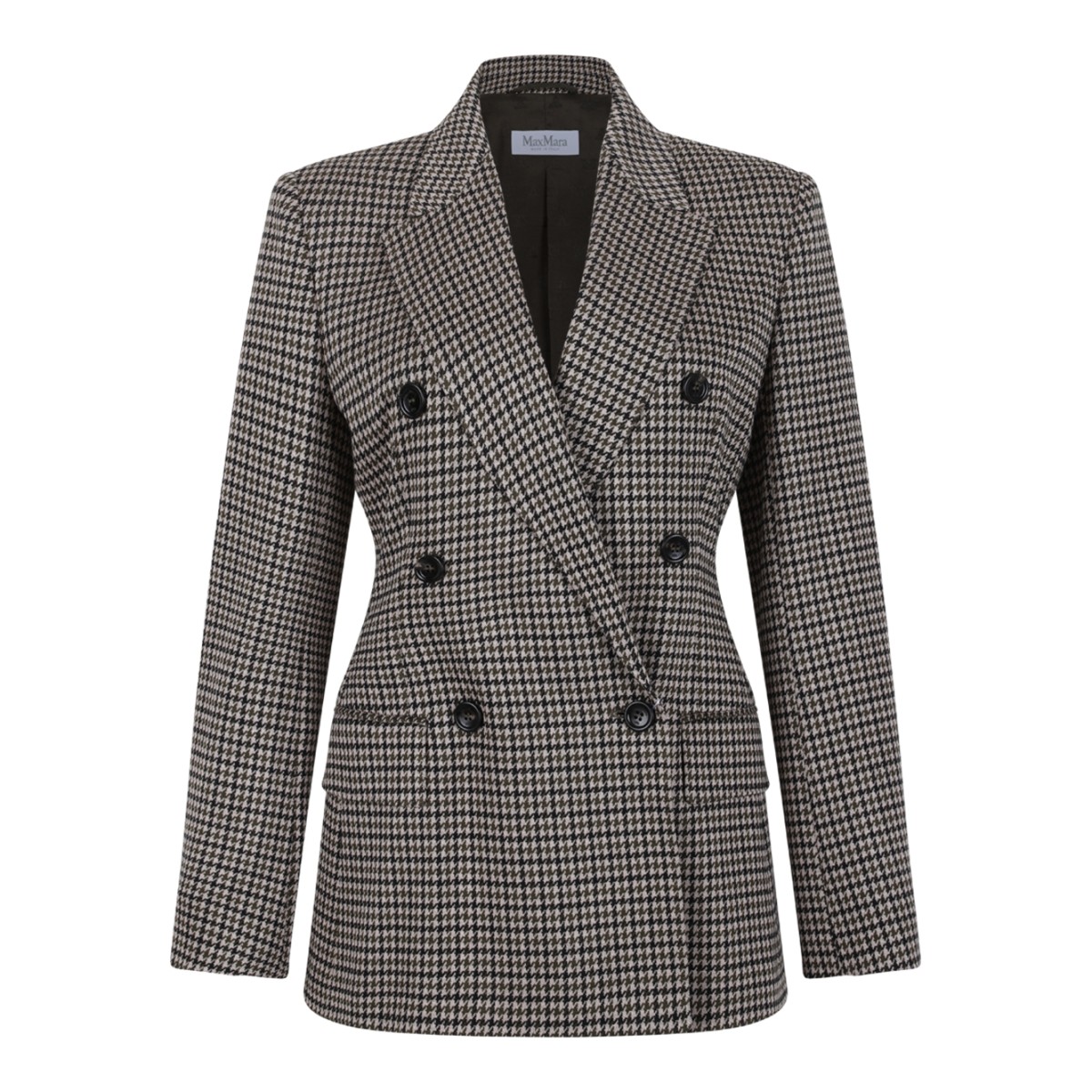 Max Mara Brown Check Double-Breasted Blazer.