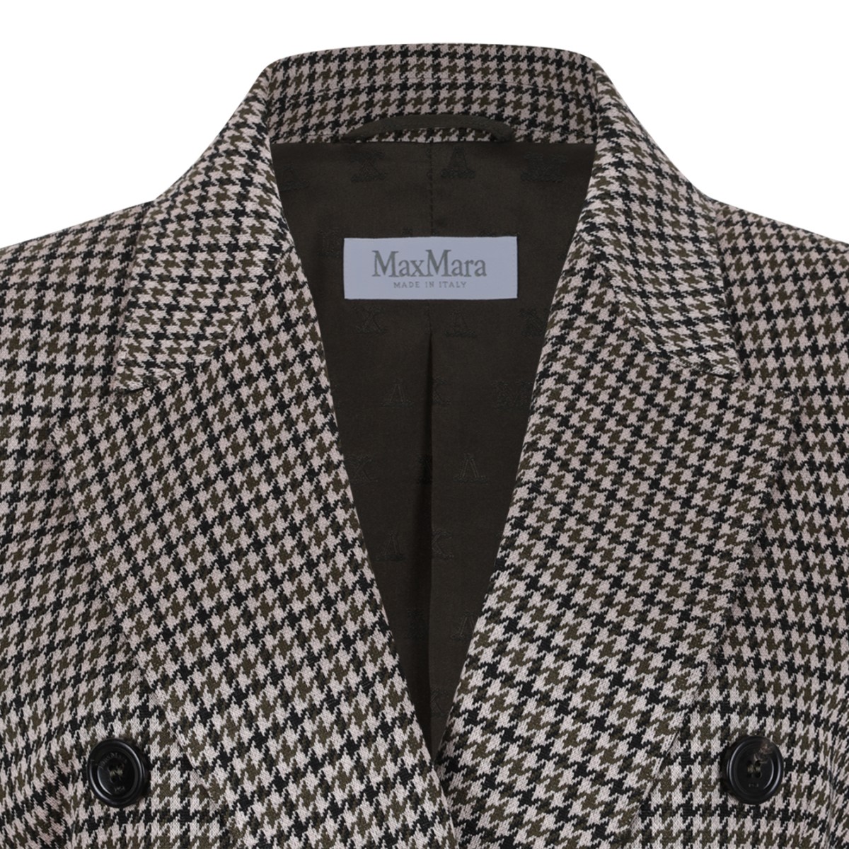 Max Mara Brown Check Double-Breasted Blazer.