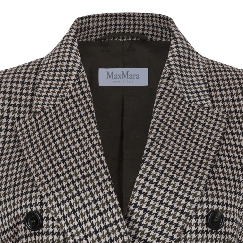 Max Mara Brown Check Double-Breasted Blazer.