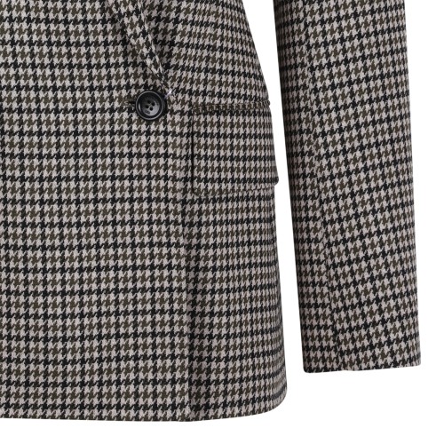 Max Mara Brown Check Double-Breasted Blazer.