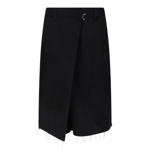 Maison Margiela Black Asymmetric Wrap Skirt.
