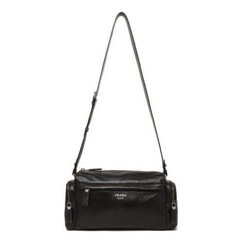 Prada Black Leather Shoulder Bag.