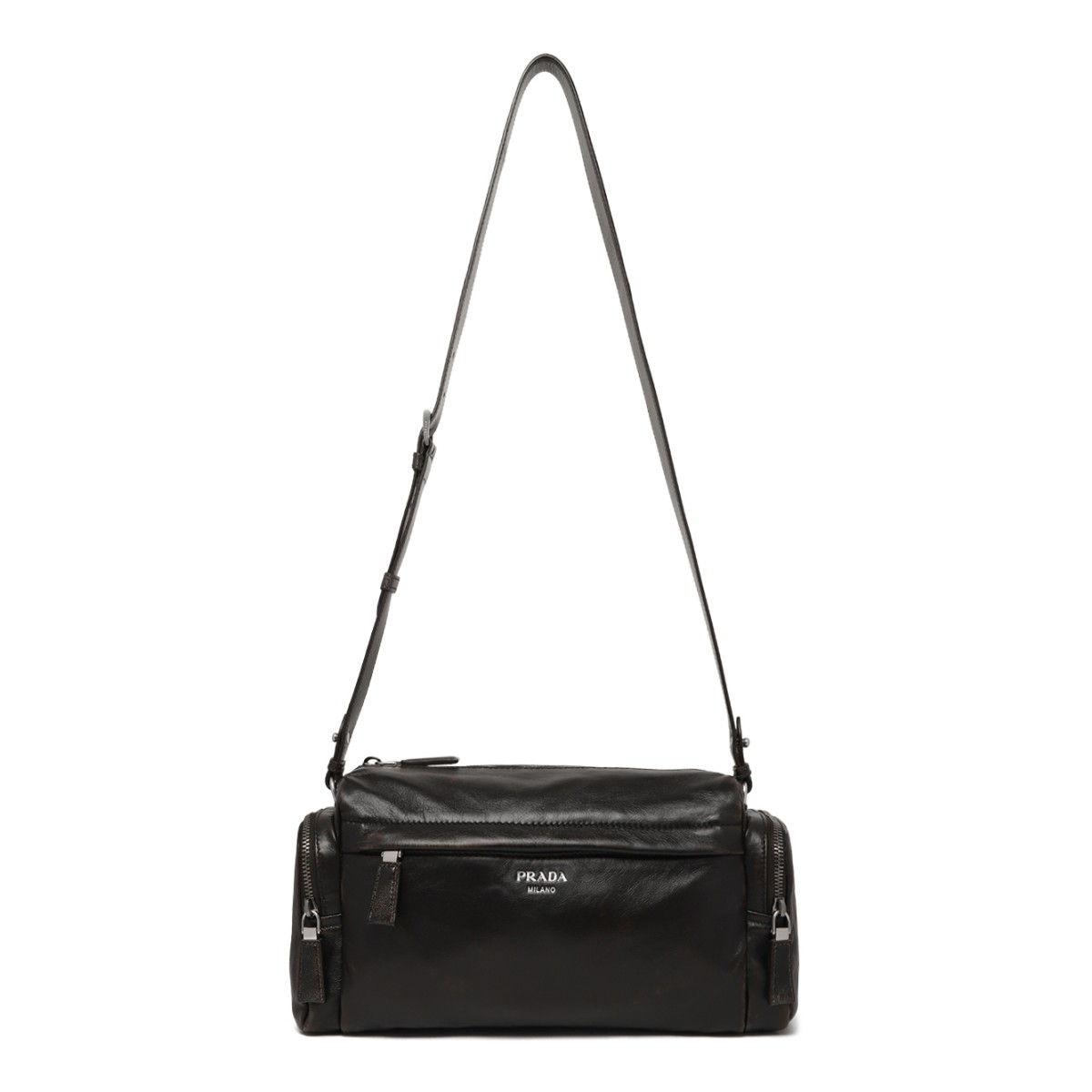 Prada Black Leather Shoulder Bag.