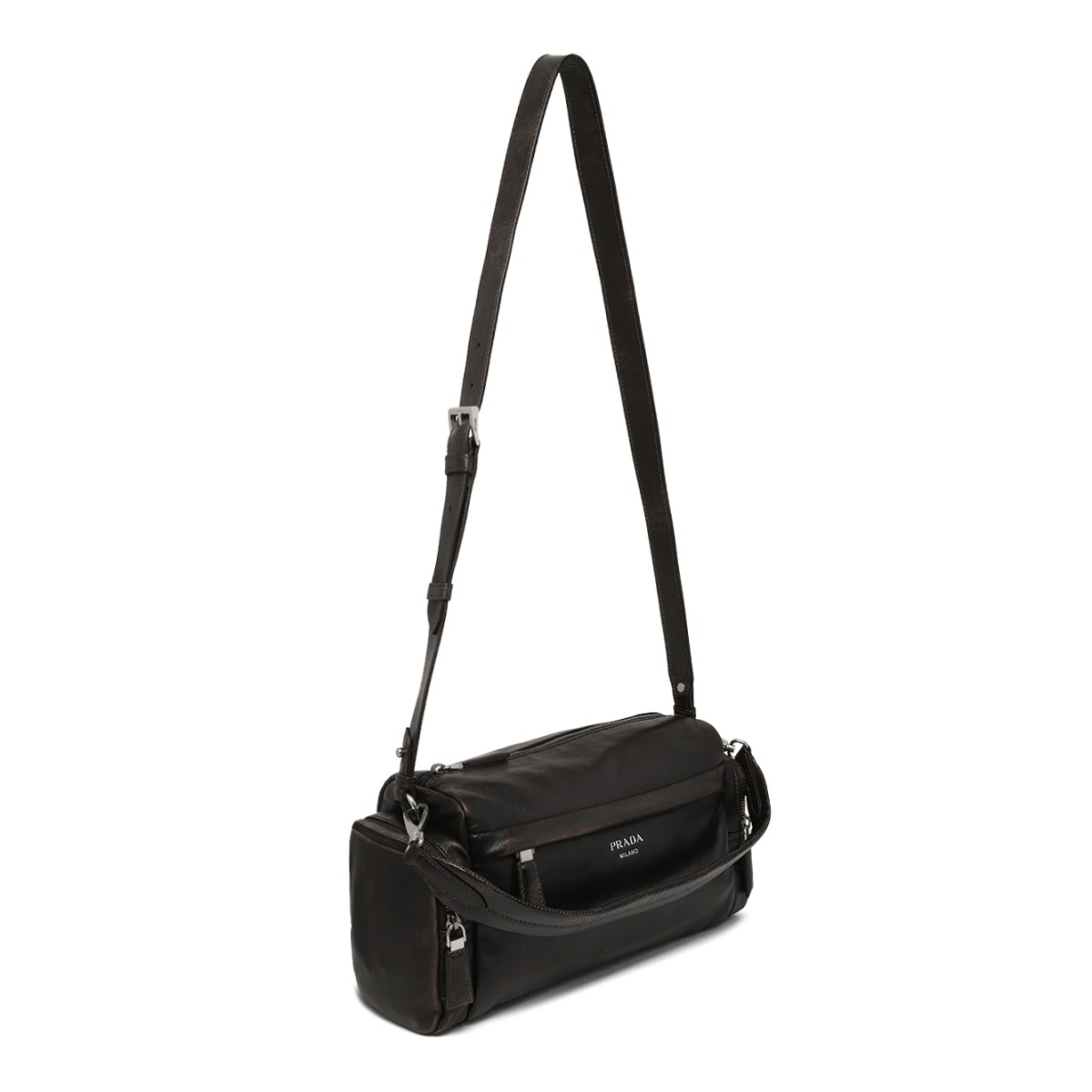 Prada Black Leather Shoulder Bag.