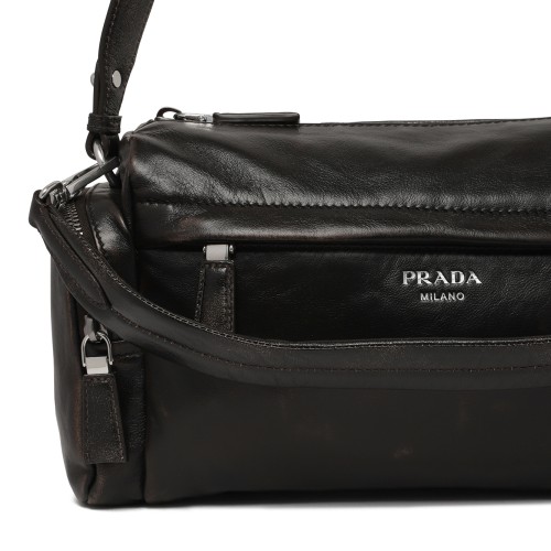 Prada Black Leather Shoulder Bag.