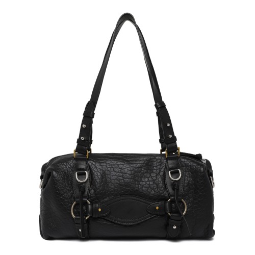 Isabel Marant Black Grained Leather Shoulder Bag.