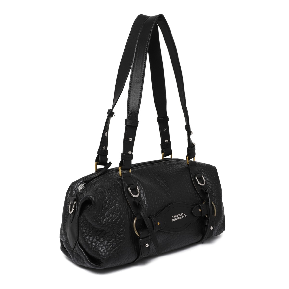 Isabel Marant Black Grained Leather Shoulder Bag.