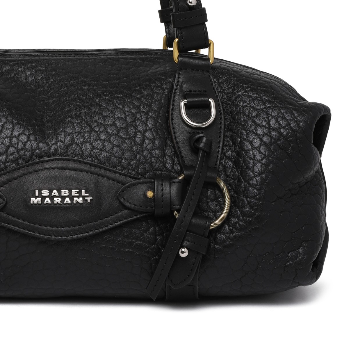 Isabel Marant Black Grained Leather Shoulder Bag.