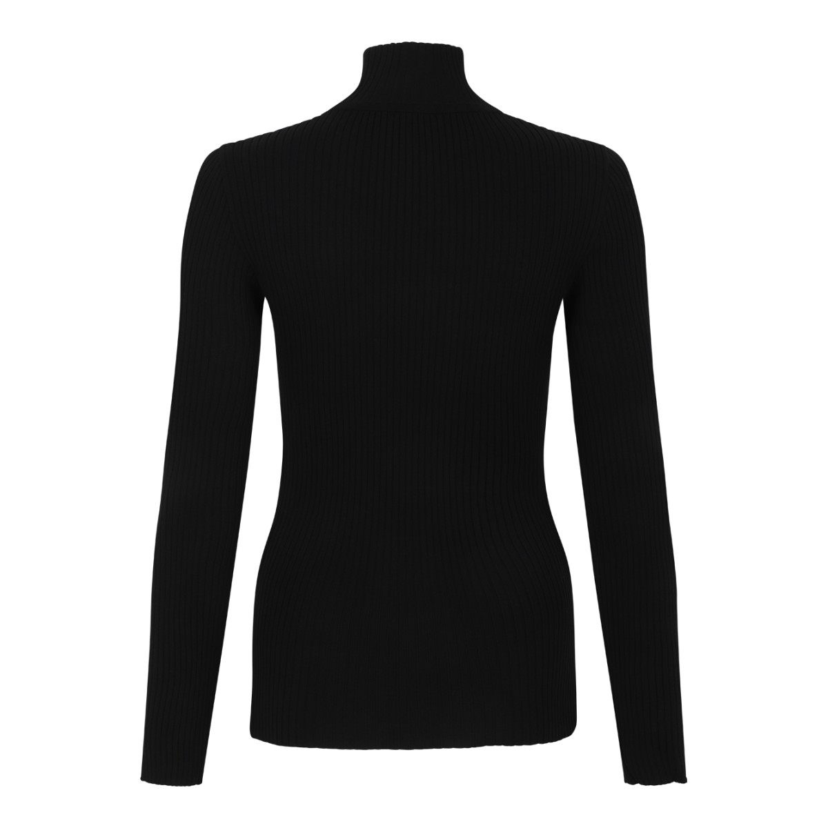 Courrges Black Cut-Out Turtleneck Knit Top.