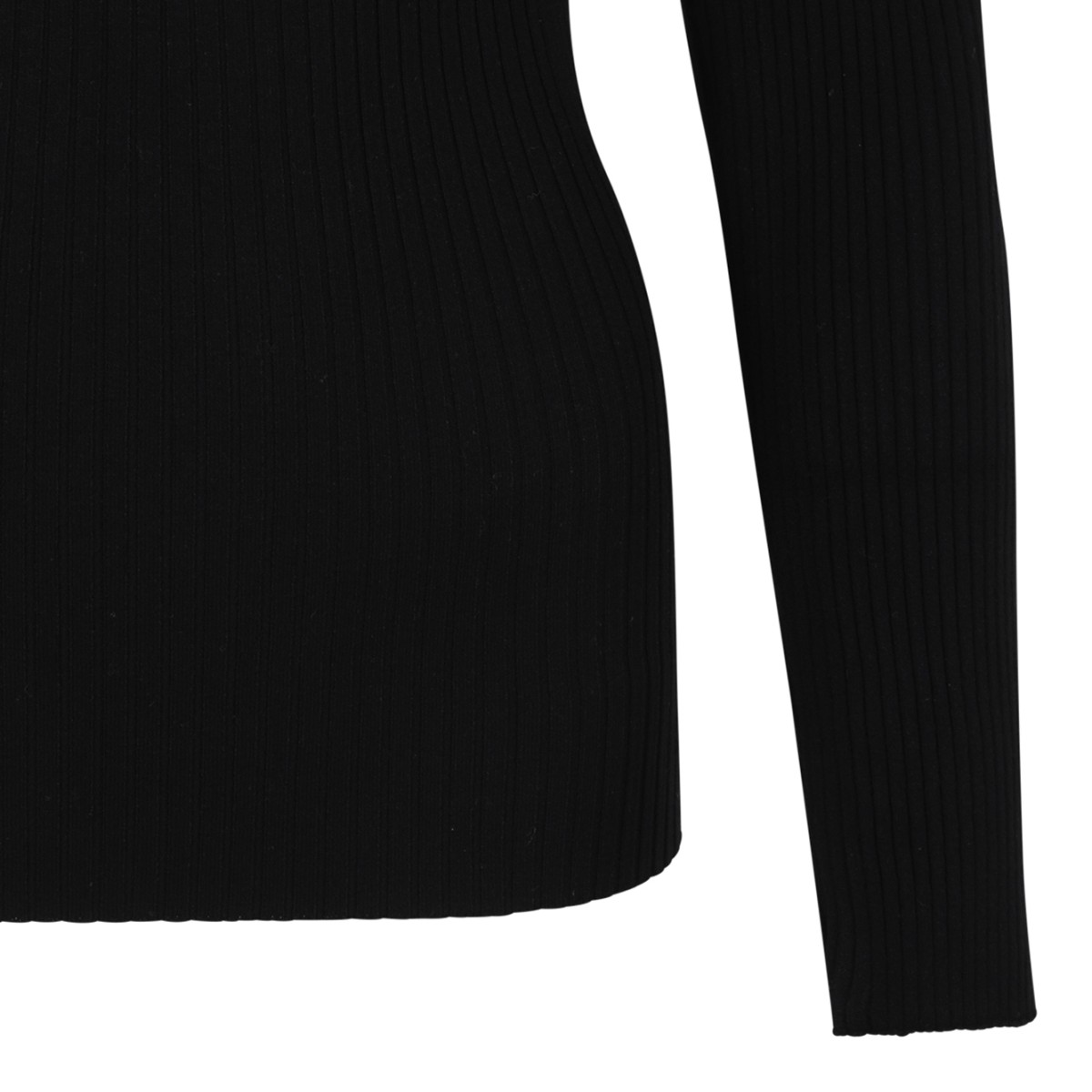 Courrges Black Cut-Out Turtleneck Knit Top.